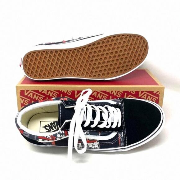 VANS Old Skool Shoe Casual Low Top Canvas Suede Red VN0A4U3BWZ4 Size Men's Black - Picture 5 of 12